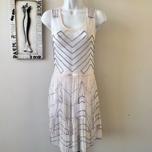 Free People Mesh Beaded Whimsigoth Mini Sheer Sequin Fairycore Dress Boho M